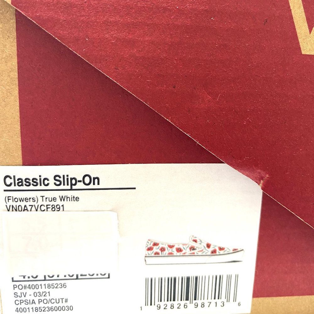 ๐ฟSale๐ฟ Vans Women's Crew Classic Slip-On Flowers Red White Low Top VN0A7VCF891 - Picture 11 of 11